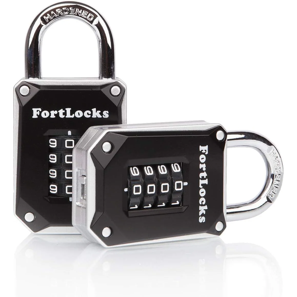 FortLocks Gym Locker Lock two-pack in black and silver